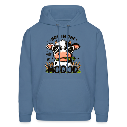 Not In The Mood Hoodie (Funny Cute Cow Design) - denim blue