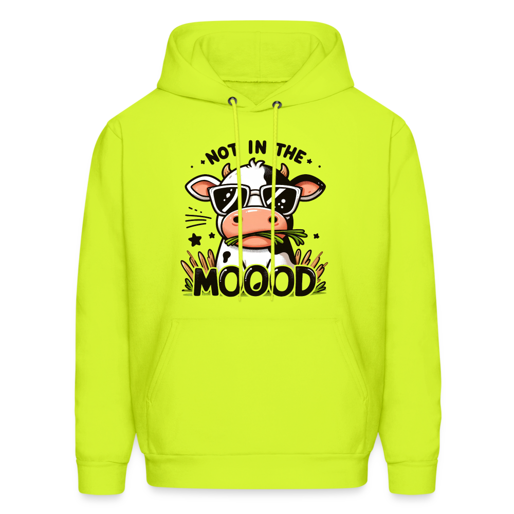 Not In The Mood Hoodie (Funny Cute Cow Design) - safety green