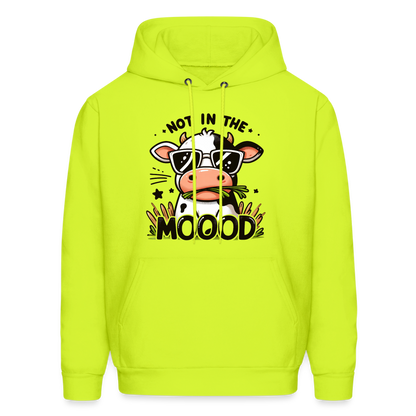 Not In The Mood Hoodie (Funny Cute Cow Design) - safety green