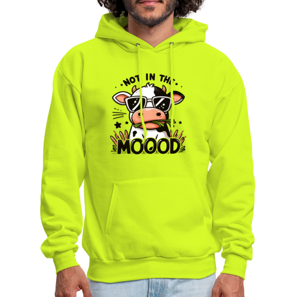 Not In The Mood Hoodie (Funny Cute Cow Design) - safety green