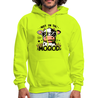 Not In The Mood Hoodie (Funny Cute Cow Design) - safety green