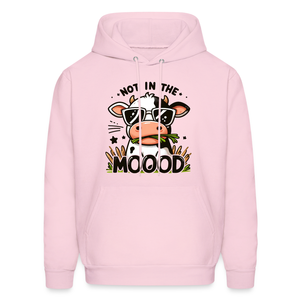 Not In The Mood Hoodie (Funny Cute Cow Design) - pale pink