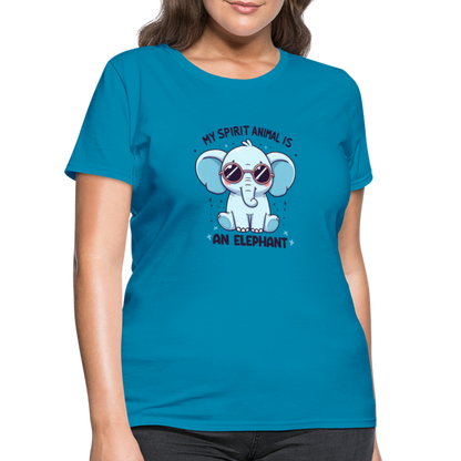 My Spirit Animal is an Elephant Women's Contoured T-Shirt - turquoise