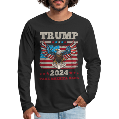 Trump 2024 Take America Back (Flag & Eagle) Men's Premium Long Sleeve T-Shirt - black