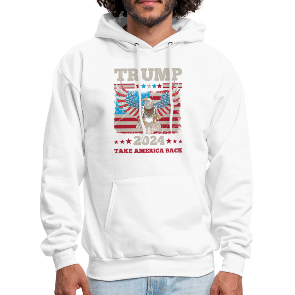 Trump 2024 Take America Back (Flag & Eagle) Hoodie - white