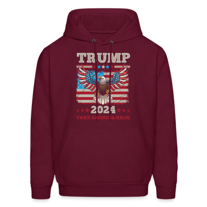 Trump 2024 Take America Back (Flag & Eagle) Hoodie - burgundy