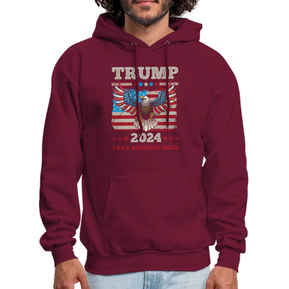 Trump 2024 Take America Back (Flag & Eagle) Hoodie - burgundy