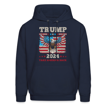 Trump 2024 Take America Back (Flag & Eagle) Hoodie - navy