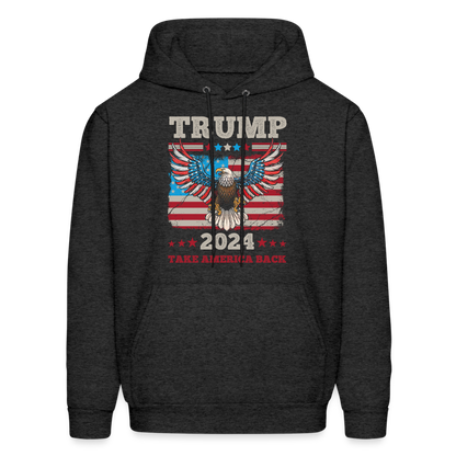 Trump 2024 Take America Back (Flag & Eagle) Hoodie - charcoal grey