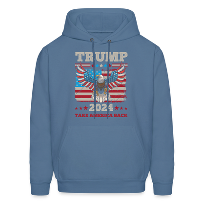 Trump 2024 Take America Back (Flag & Eagle) Hoodie - denim blue