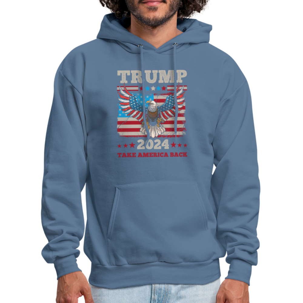 Trump 2024 Take America Back (Flag & Eagle) Hoodie - denim blue