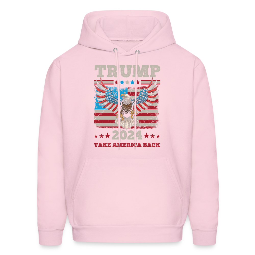 Trump 2024 Take America Back (Flag & Eagle) Hoodie - pale pink