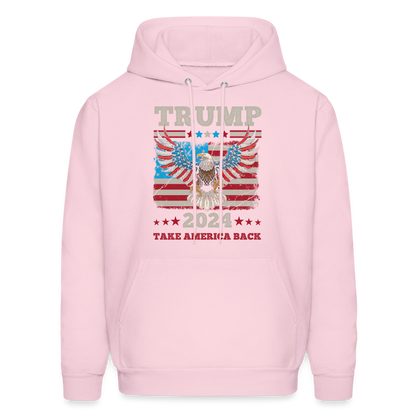 Trump 2024 Take America Back (Flag & Eagle) Hoodie - pale pink