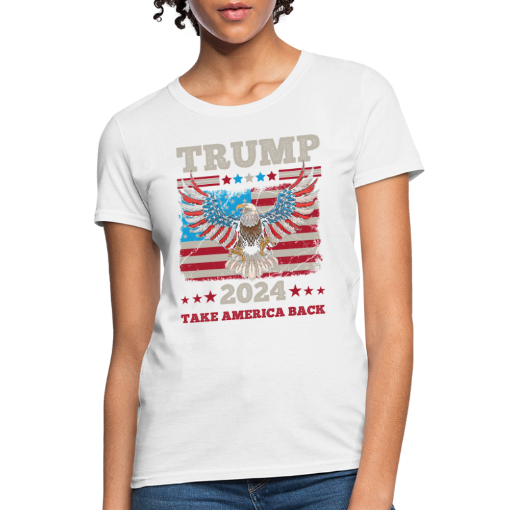 Trump 2024 Take America Back (Flag & Eagle) Women's Contoured T-Shirt - white