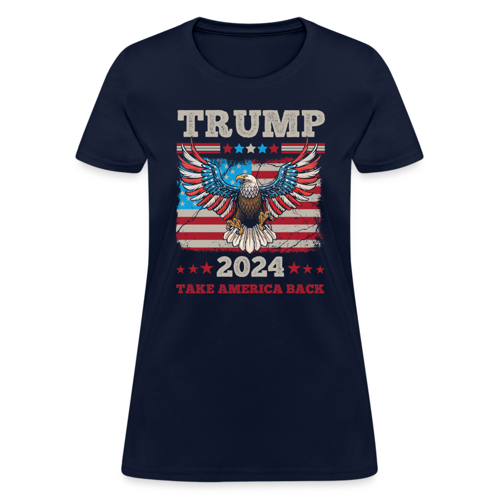 Trump 2024 Take America Back (Flag & Eagle) Women's Contoured T-Shirt - navy