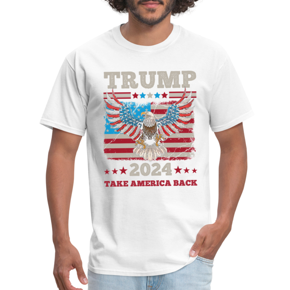 Trump 2024 Take America Back (Flag & Eagle) T-Shirt - white