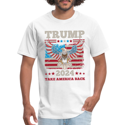 Trump 2024 Take America Back (Flag & Eagle) T-Shirt - white