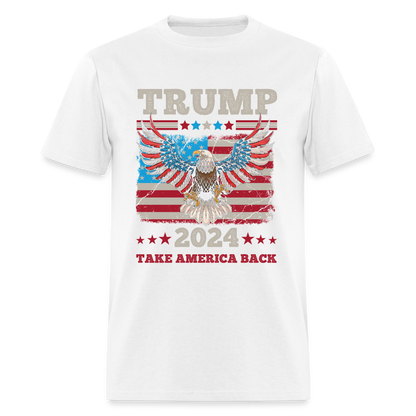 Trump 2024 Take America Back (Flag & Eagle) T-Shirt - white