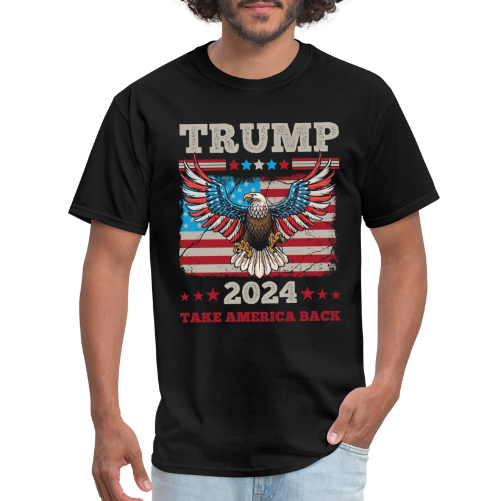 Trump 2024 Take America Back (Flag & Eagle) T-Shirt - black