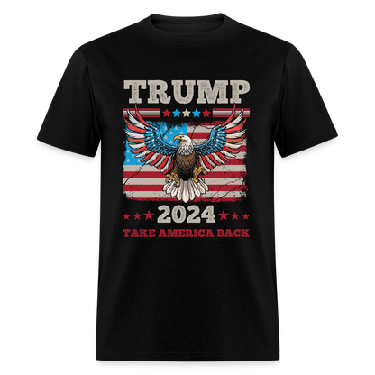 Trump 2024 Take America Back (Flag & Eagle) T-Shirt - black