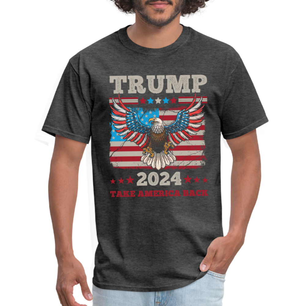 Trump 2024 Take America Back (Flag & Eagle) T-Shirt - heather black