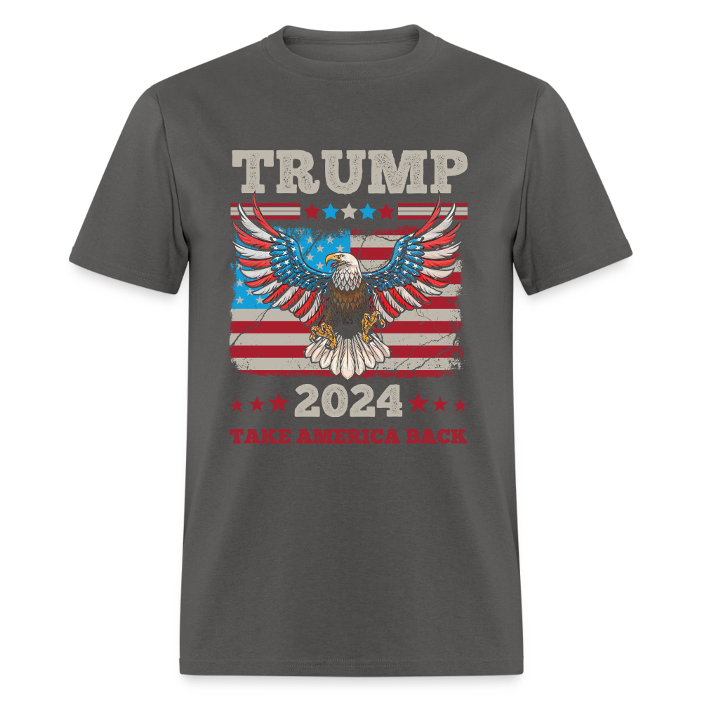 Trump 2024 Take America Back (Flag & Eagle) T-Shirt - charcoal