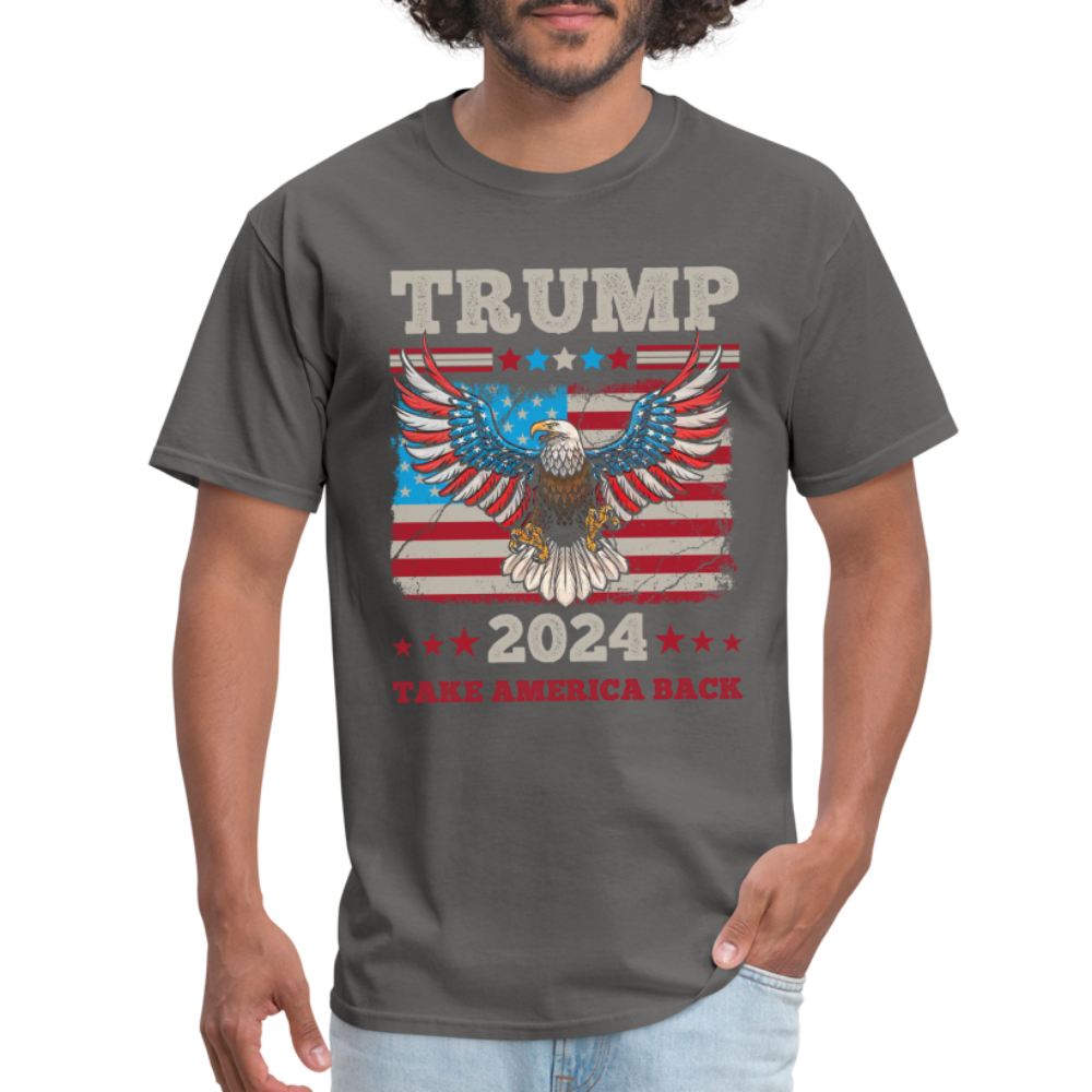 Trump 2024 Take America Back (Flag & Eagle) T-Shirt - charcoal