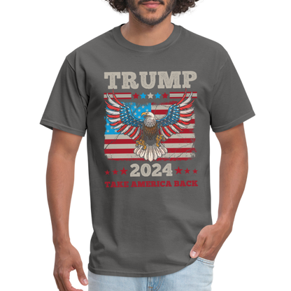 Trump 2024 Take America Back (Flag & Eagle) T-Shirt - charcoal