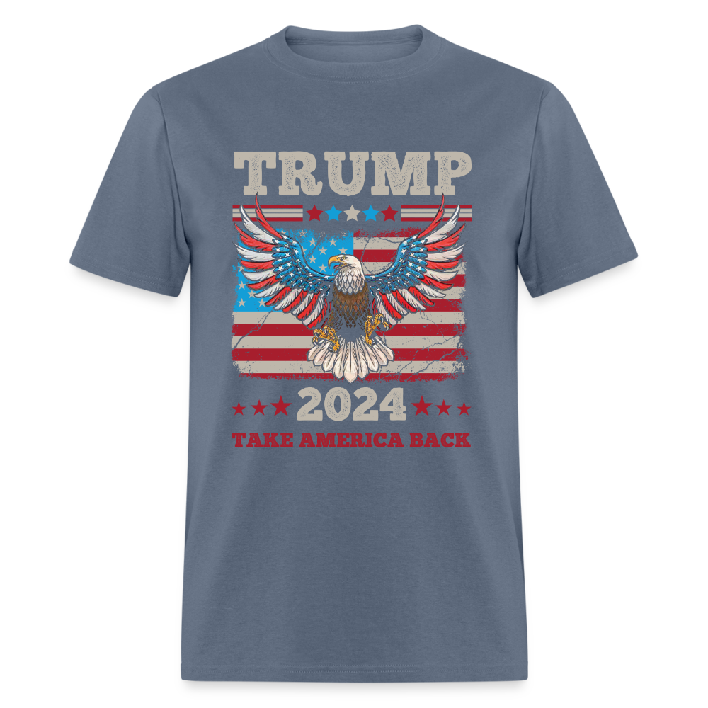 Trump 2024 Take America Back (Flag & Eagle) T-Shirt - denim