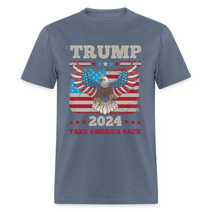 Trump 2024 Take America Back (Flag & Eagle) T-Shirt - denim