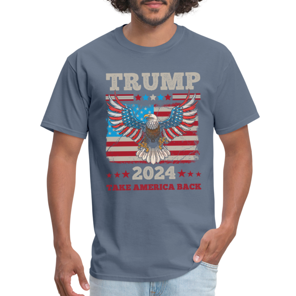 Trump 2024 Take America Back (Flag & Eagle) T-Shirt - denim