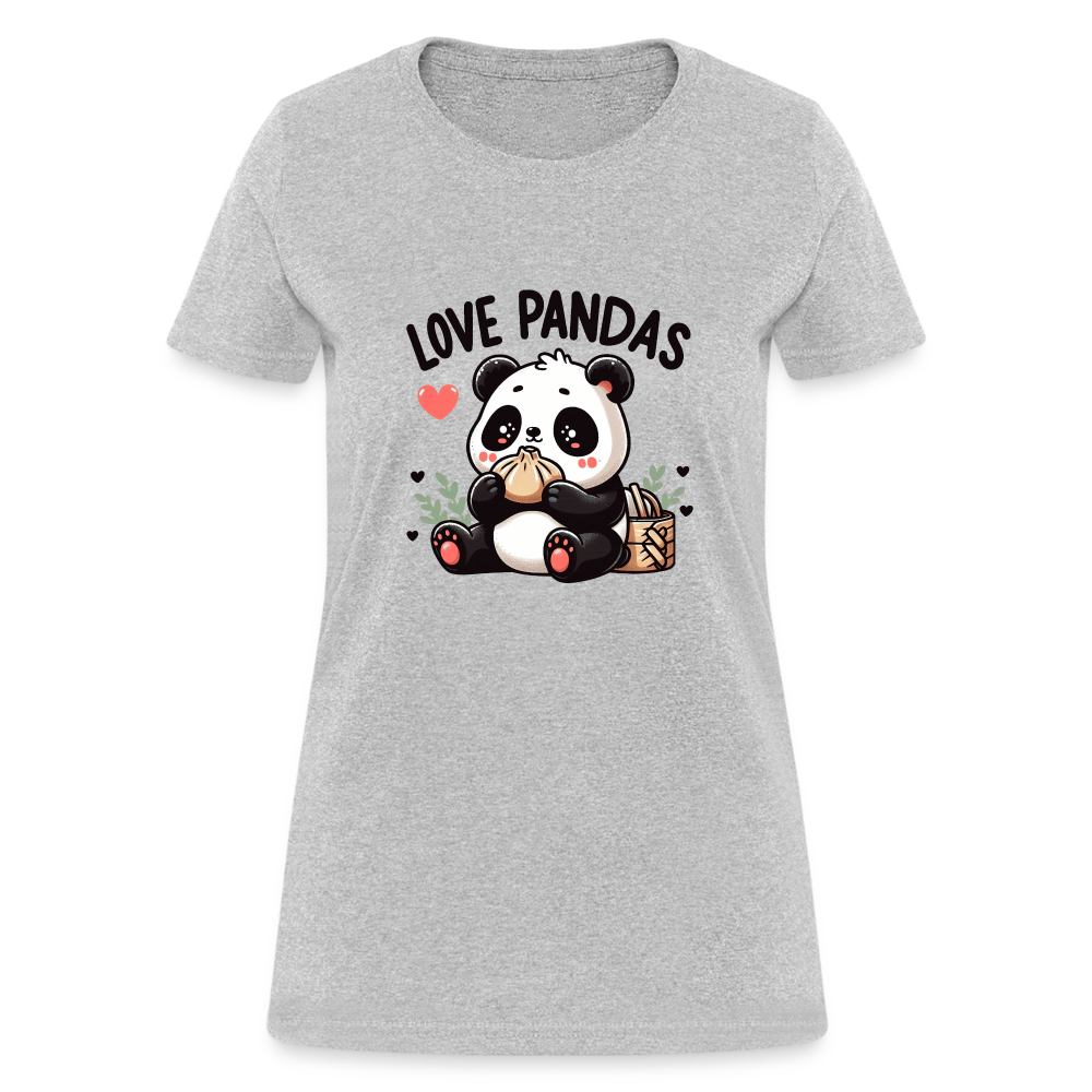 Love Pandas Women's Contoured T-Shirt - heather gray