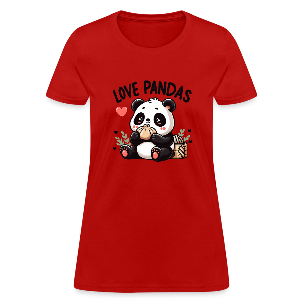 Love Pandas Women's Contoured T-Shirt - red