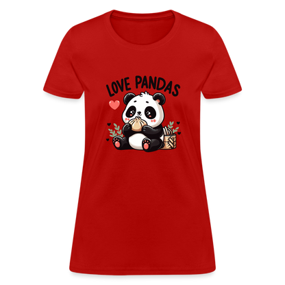 Love Pandas Women's Contoured T-Shirt - red