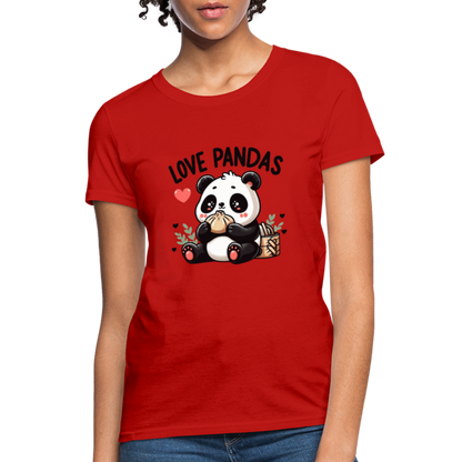 Love Pandas Women's Contoured T-Shirt - red