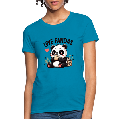 Love Pandas Women's Contoured T-Shirt - turquoise