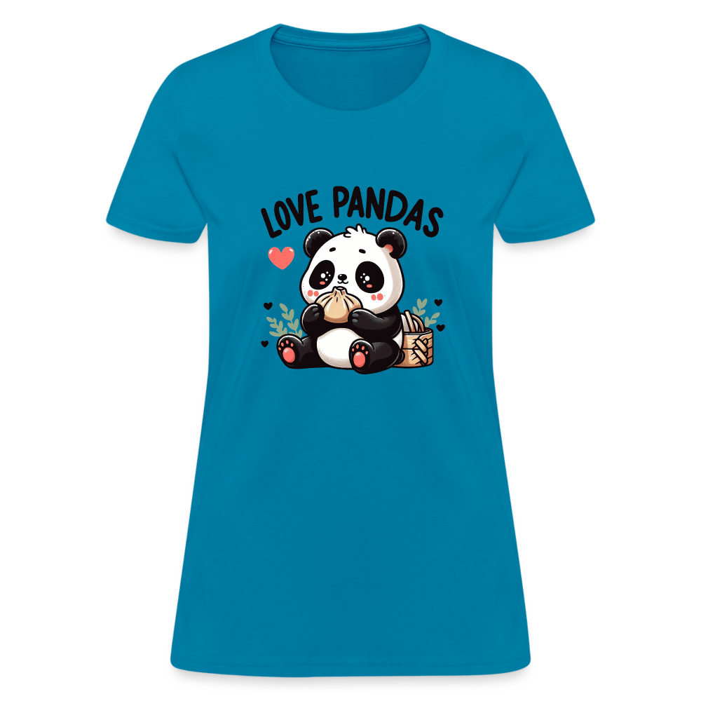 Love Pandas Women's Contoured T-Shirt - turquoise