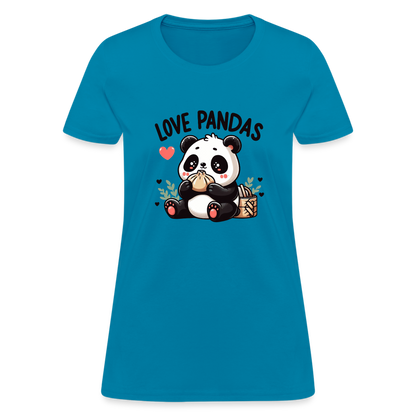 Love Pandas Women's Contoured T-Shirt - turquoise