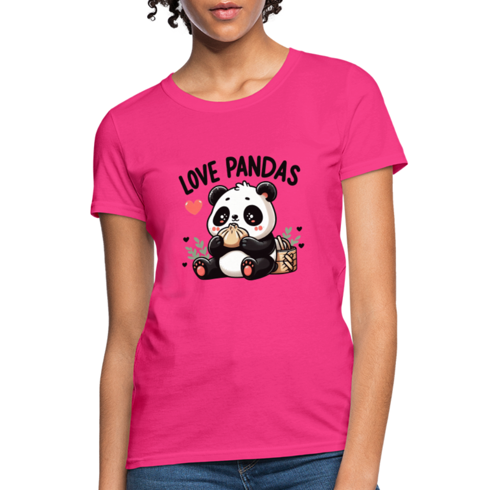 Love Pandas Women's Contoured T-Shirt - fuchsia