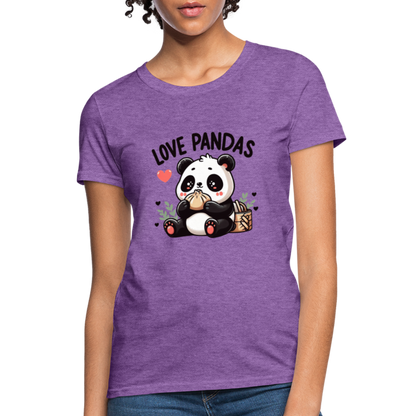 Love Pandas Women's Contoured T-Shirt - purple heather