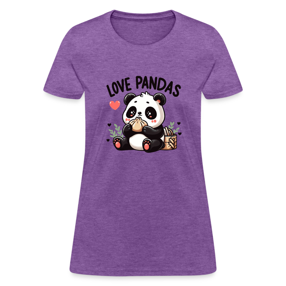 Love Pandas Women's Contoured T-Shirt - purple heather