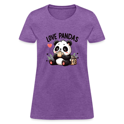 Love Pandas Women's Contoured T-Shirt - purple heather