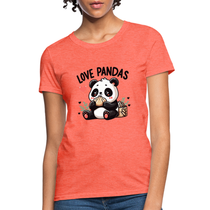 Love Pandas Women's Contoured T-Shirt - heather coral