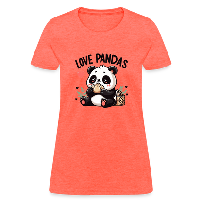 Love Pandas Women's Contoured T-Shirt - heather coral