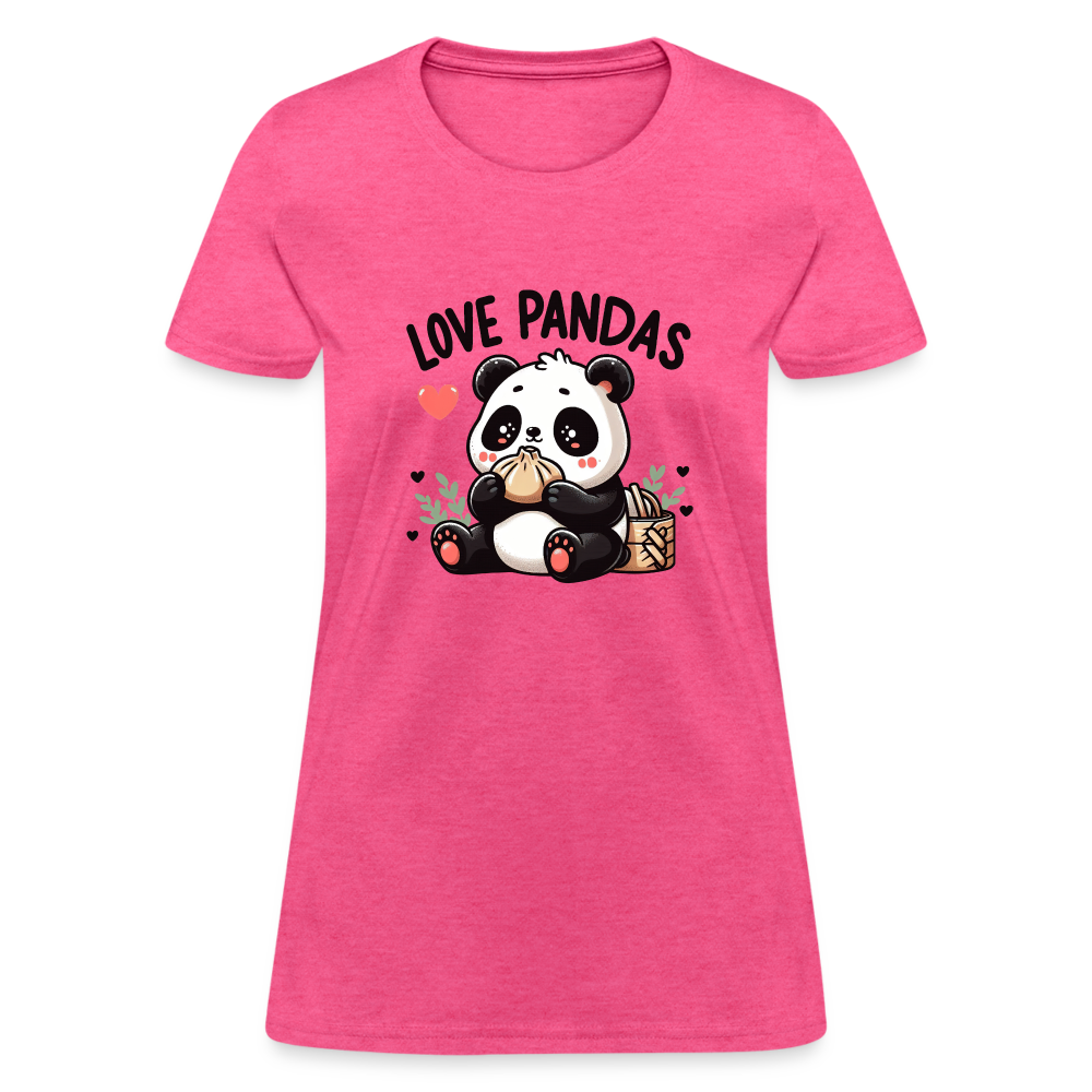 Love Pandas Women's Contoured T-Shirt - heather pink