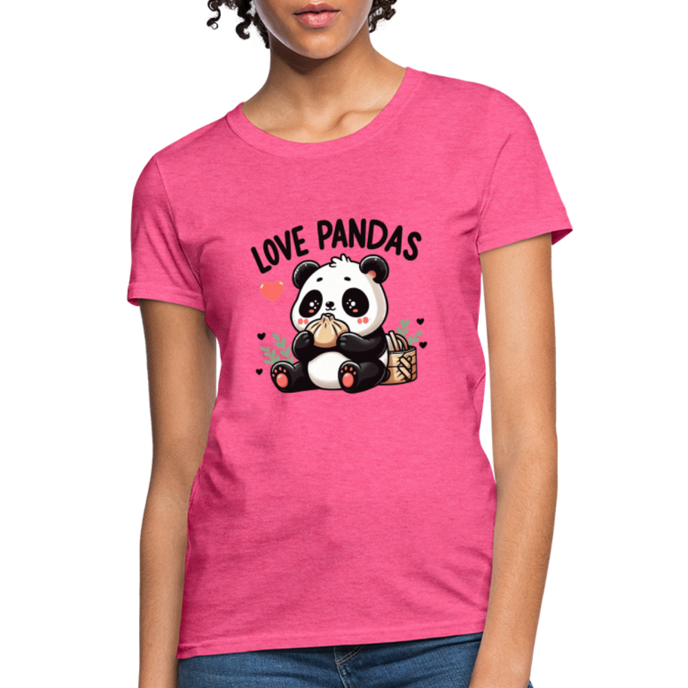 Love Pandas Women's Contoured T-Shirt - heather pink