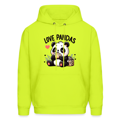 Love Pandas Hoodie - safety green