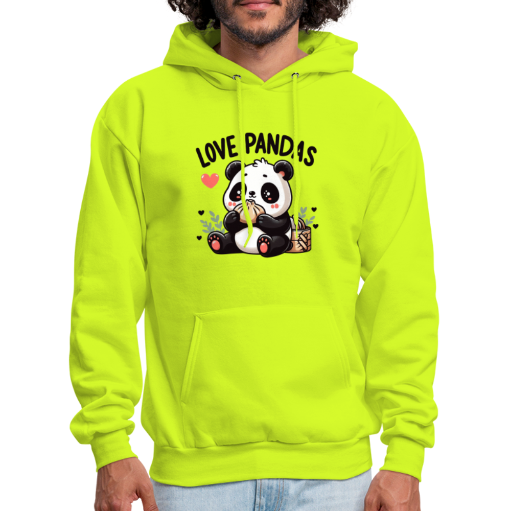 Love Pandas Hoodie - safety green