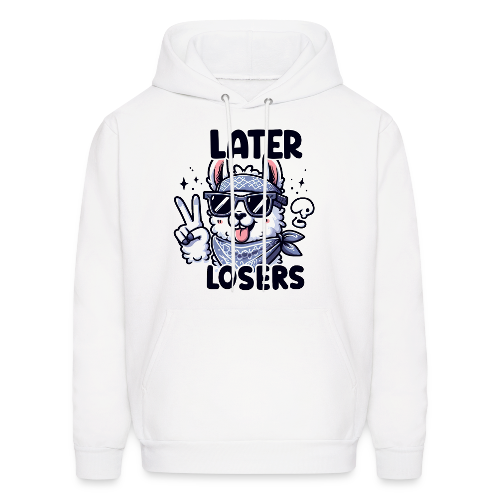 Llama says Later Losers Hoodie - white