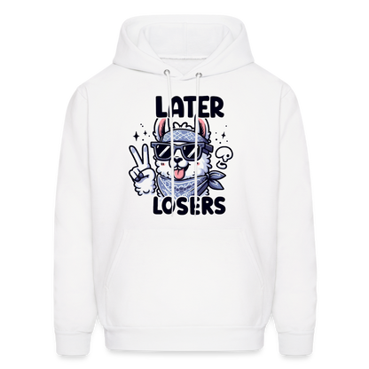 Llama says Later Losers Hoodie - white